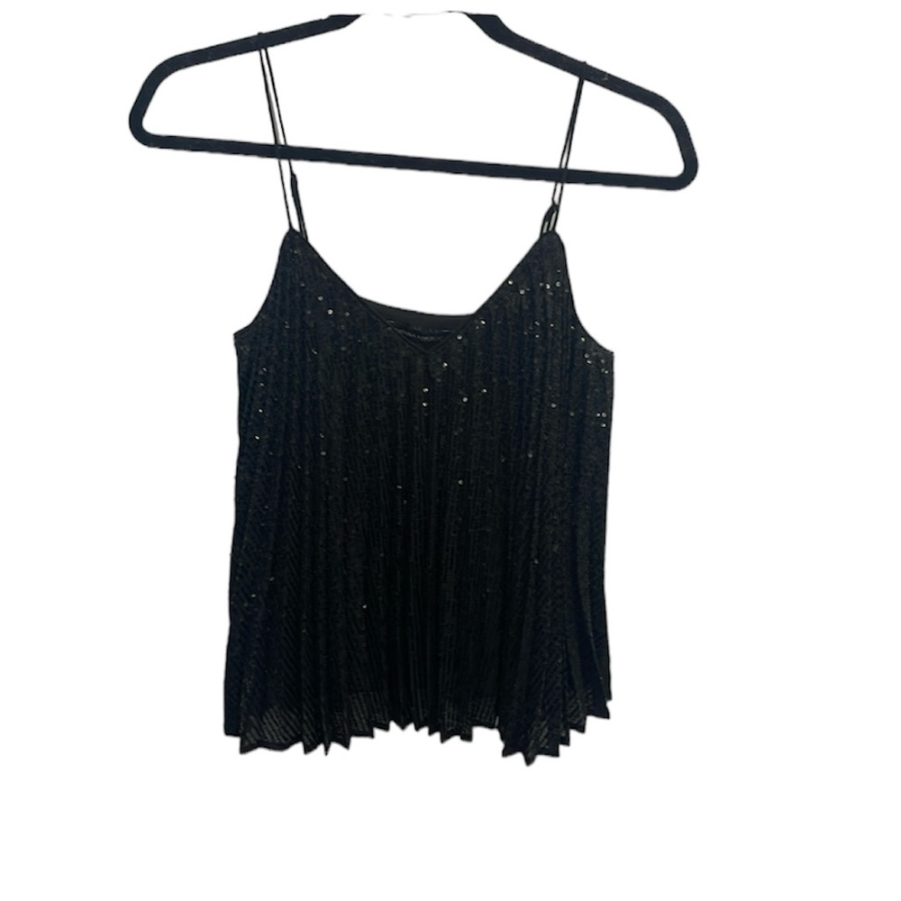 NWT Banana Republic black pleated holiday sequin club party camisole cami XXS